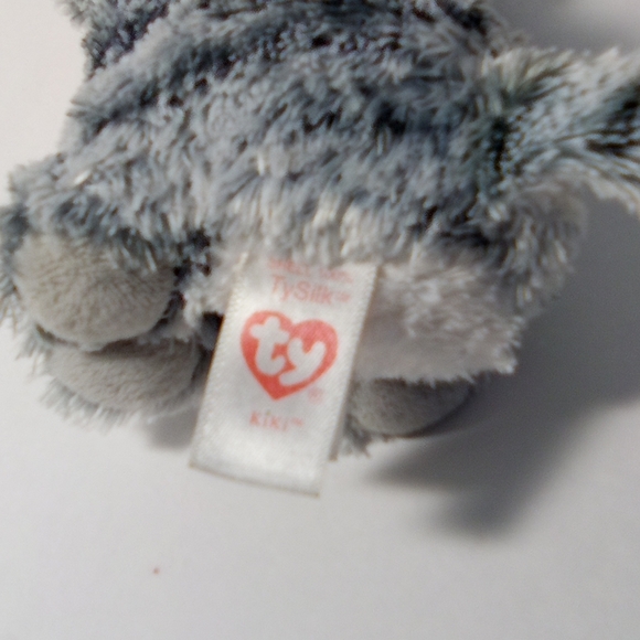 Tysilk Kiki Grey Striped Kitten with Pink Eyes Stuffed Animal Plush - Picture 6 of 9